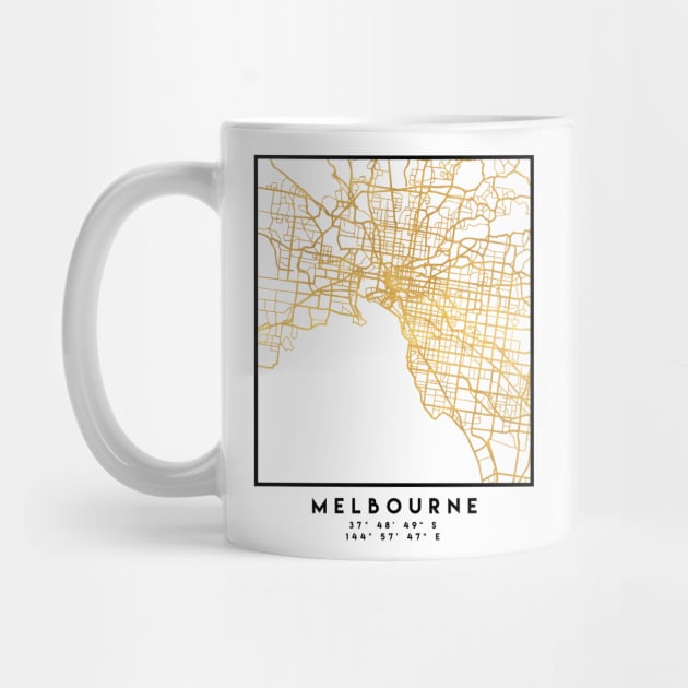 MELBOURNE AUSTRALIA CITY STREET MAP ART by deificusArt